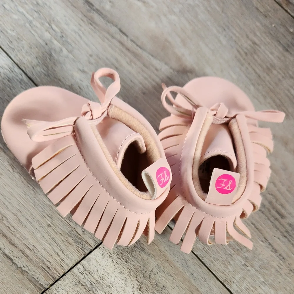 First Steps Baby Girl Soft Pink Moccasin Shoes